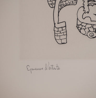 Charles LAPICQUE : Portraits XII, Labyrinthe, Gravure originale signée