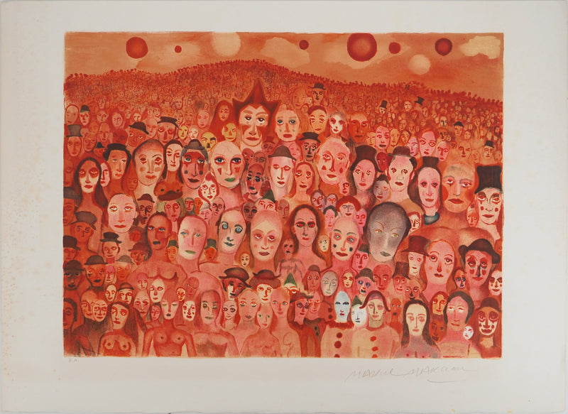 Marcel MARCEAU: Family of Mimes, Original signed lithograph