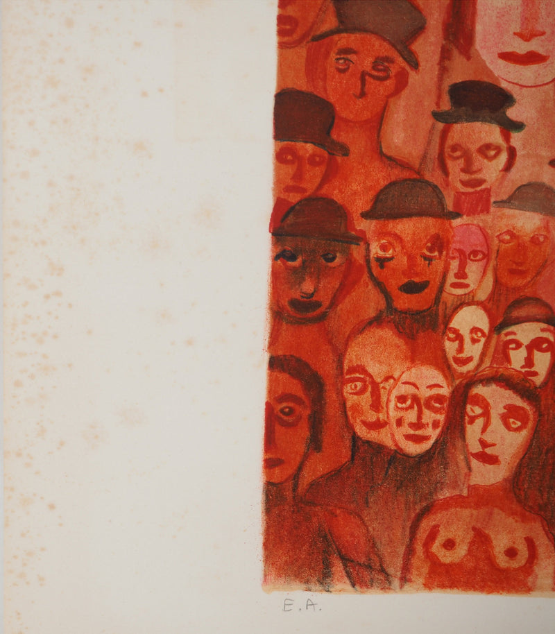 Marcel MARCEAU: Family of Mimes, Original signed lithograph