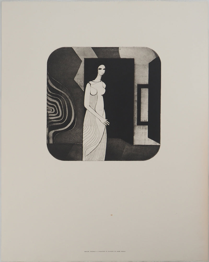André MINAUX: The model, Original signed engraving