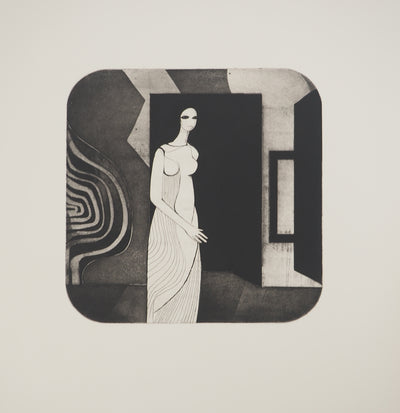 André MINAUX: The model, Original signed engraving