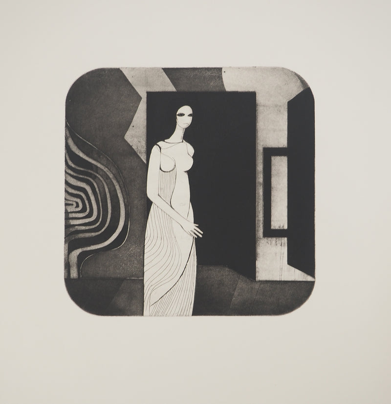 André MINAUX: The model, Original signed engraving