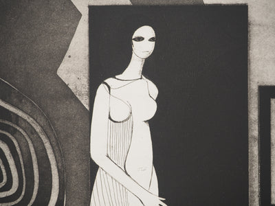 André MINAUX: The model, Original signed engraving