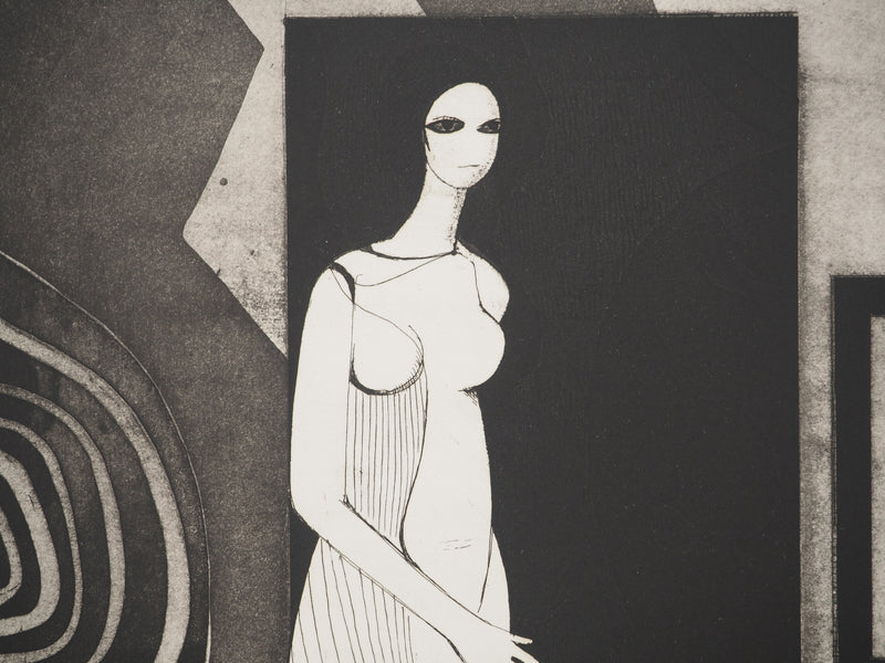 André MINAUX: The model, Original signed engraving