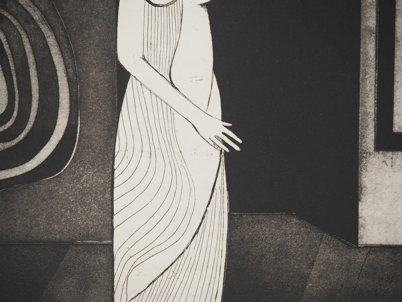 André MINAUX: The model, Original signed engraving