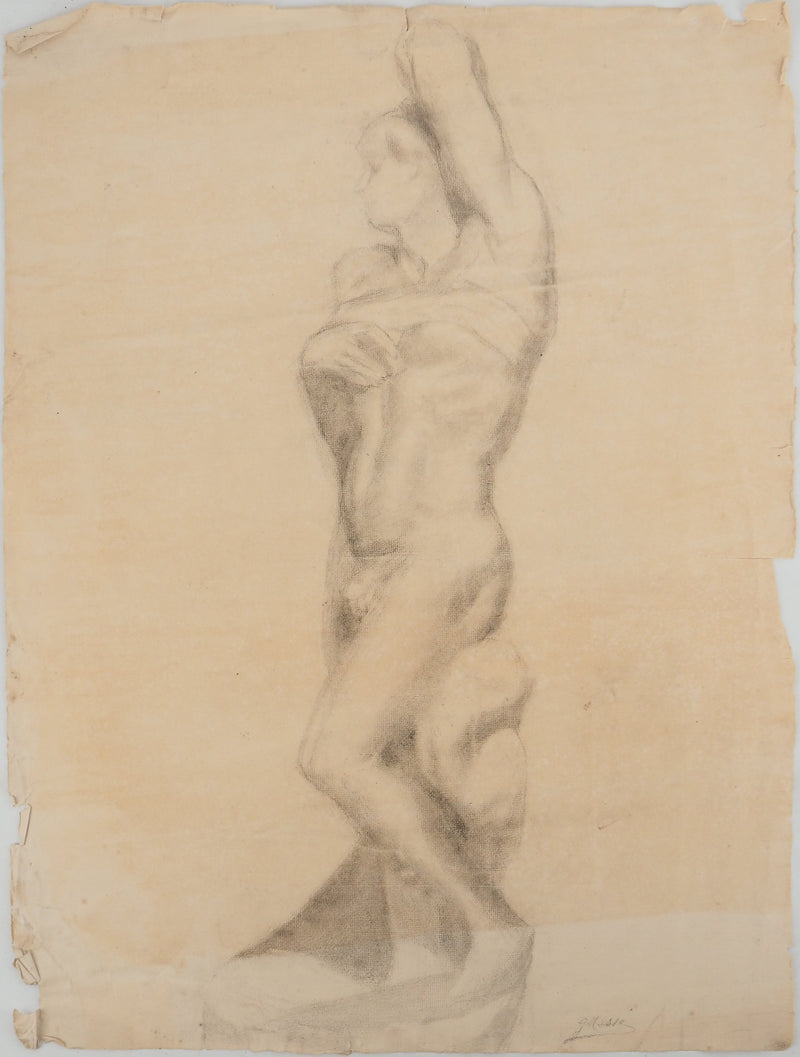 G. MASSE : Nu féminin, Dessin original signé