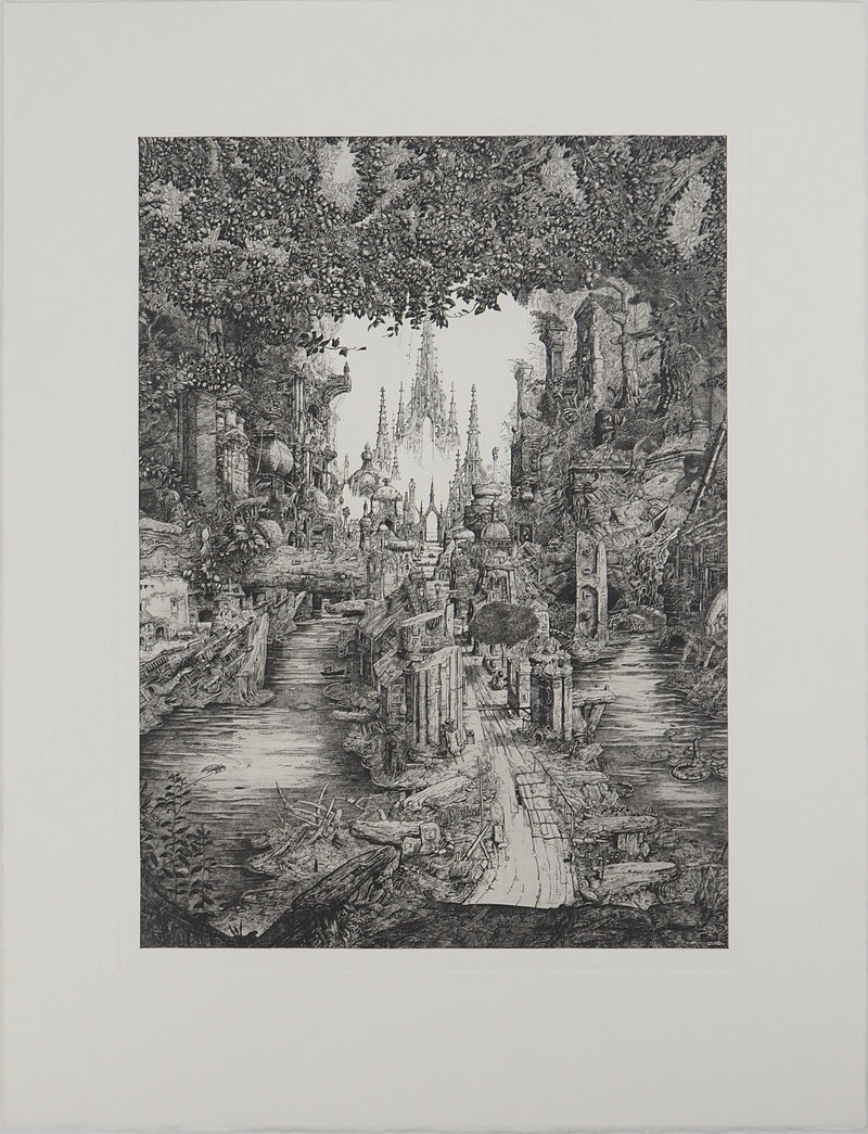 Philippe  MOHLITZ : Le douanier assoupi, Gravure originale signée