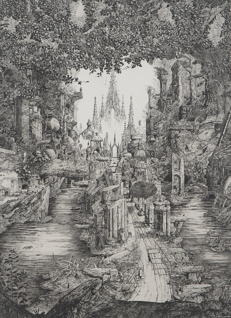 Philippe  MOHLITZ : Le douanier assoupi, Gravure originale signée
