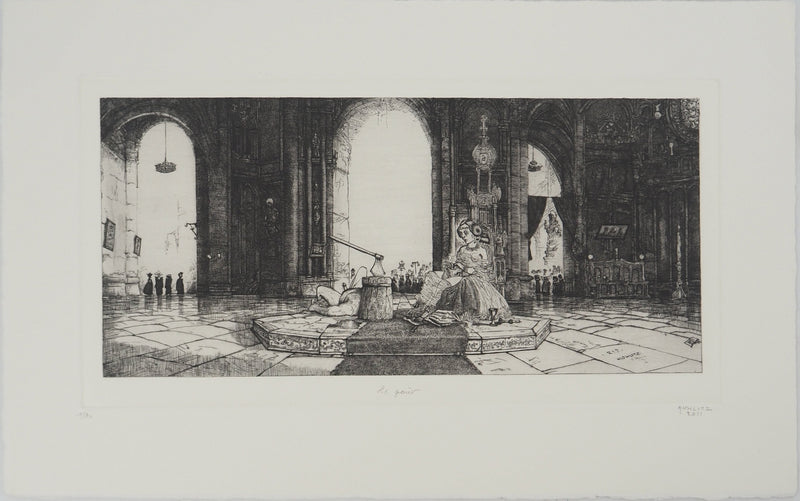 Philippe Mohlitz: Hearing, Skeleton Musician, Original signed engraving