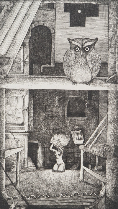 Philippe MOHLITZ : Sous les toits, Gravure originale signée