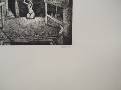 Philippe MOHLITZ : Sous les toits, Gravure originale signée