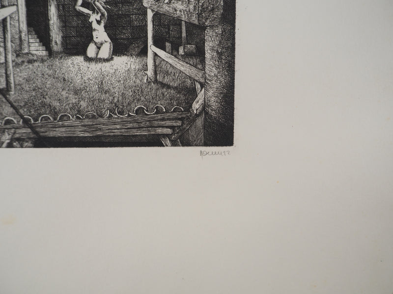 Philippe MOHLITZ : Sous les toits, Gravure originale signée
