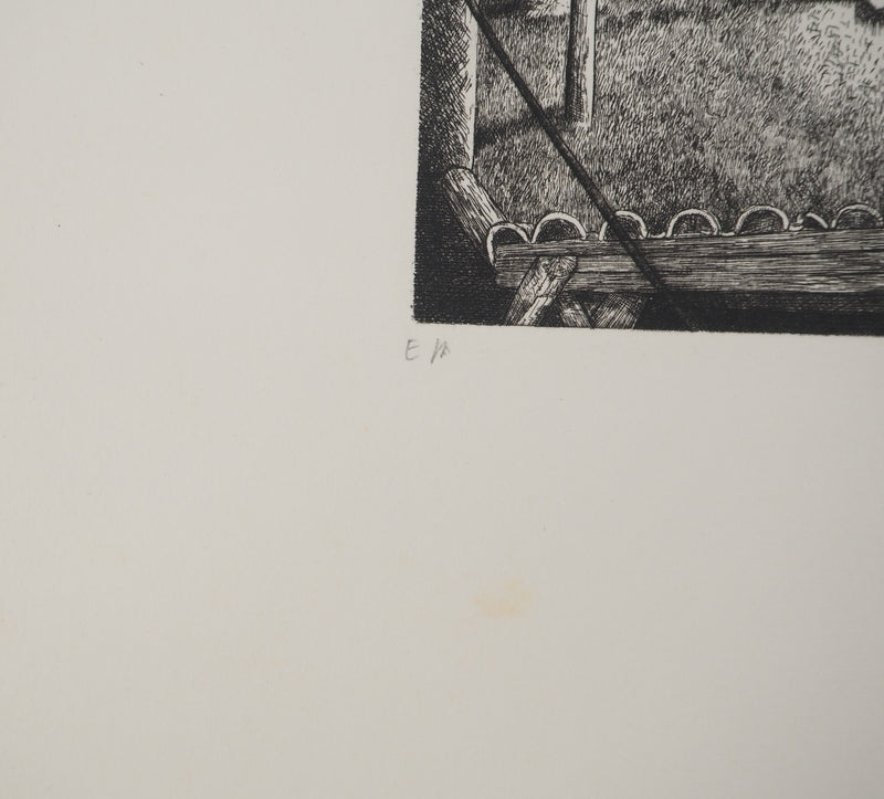 Philippe MOHLITZ : Sous les toits, Gravure originale signée