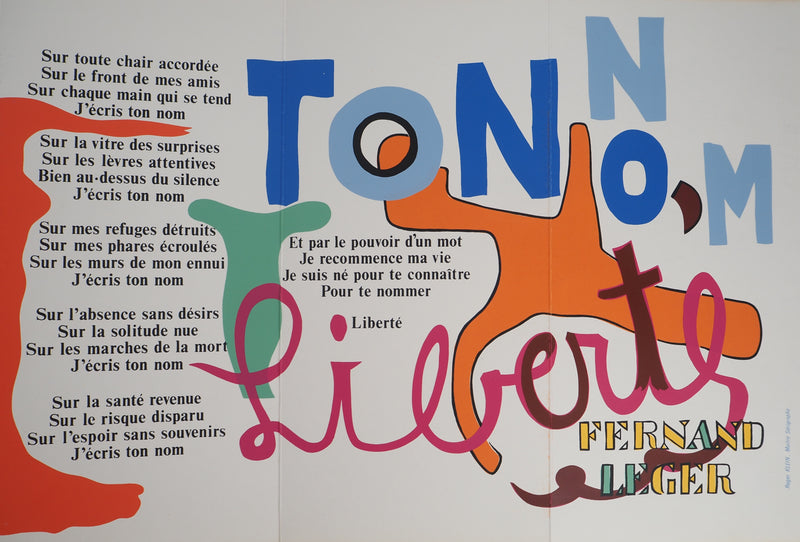 Fernand Leger : Liberté j’écris ton nom, Sérigraphie signée