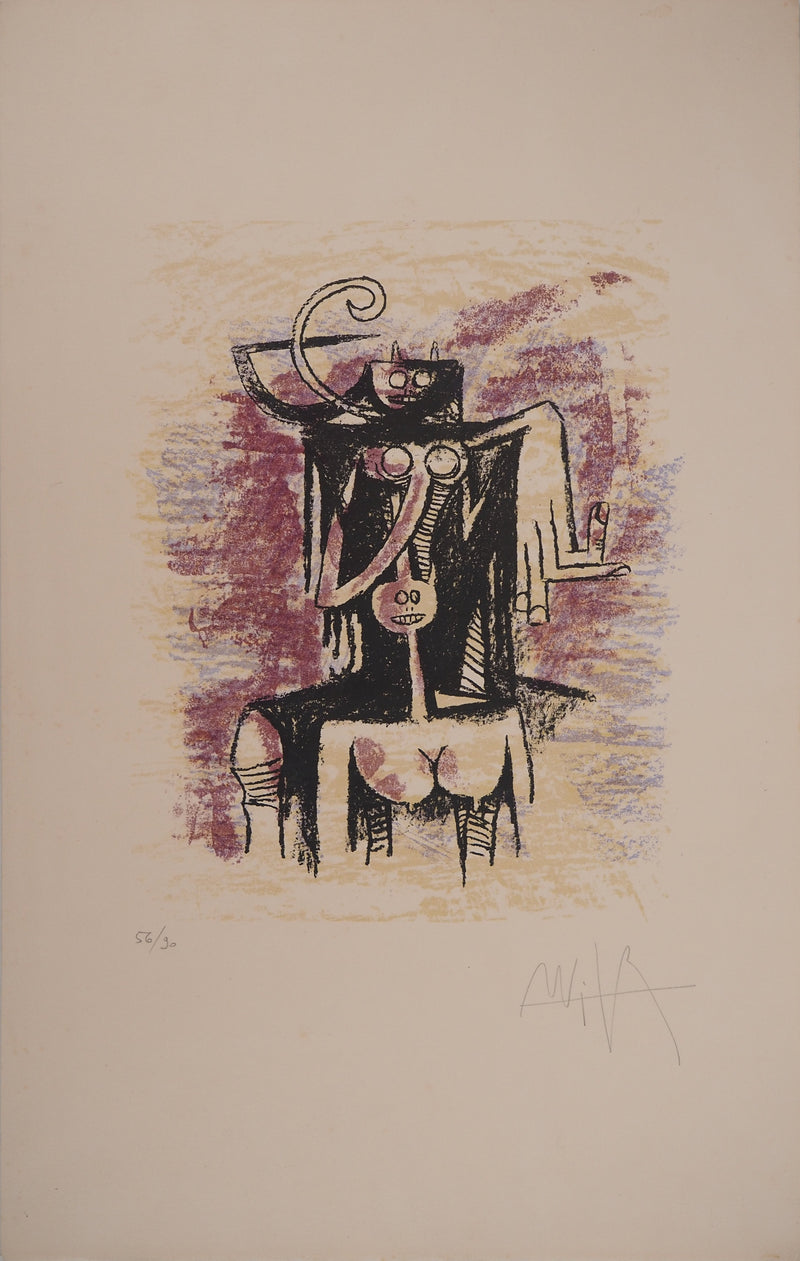 Wifredo LAM : Esprits Primals, Lithographie originale signée