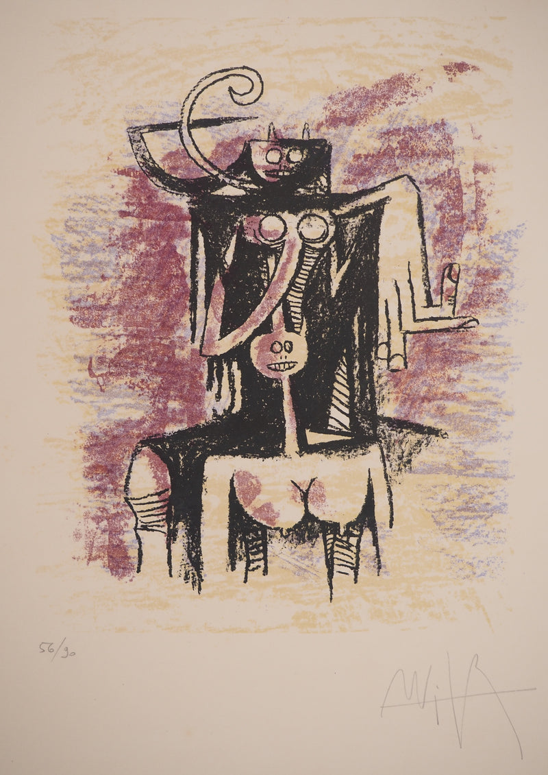 Wifredo LAM : Esprits Primals, Lithographie originale signée