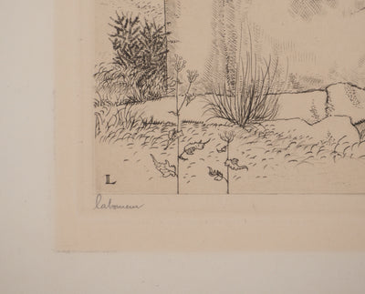 Jean-Émile LABOUREUR : Le calvaire rustique (Brière), Gravure originale signée