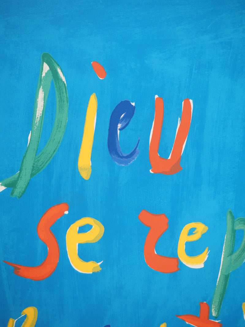 André LANSKOY : Dieu se reposa le septième jour, Lithographie originale