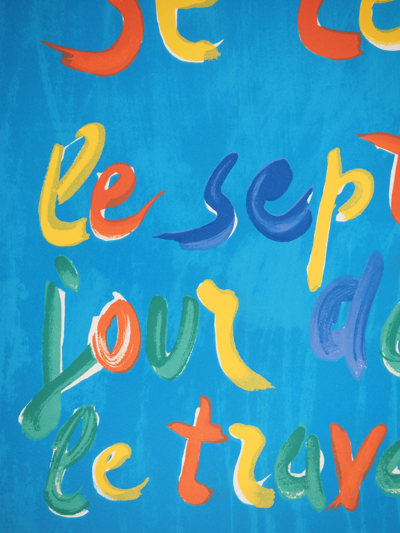 André LANSKOY : Dieu se reposa le septième jour, Lithographie originale