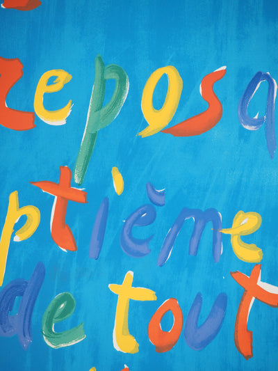 André LANSKOY : Dieu se reposa le septième jour, Lithographie originale