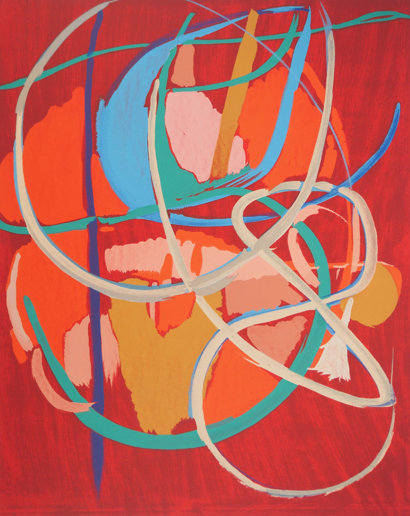 André LANSKOY : Composition rouge, Lithographie originale