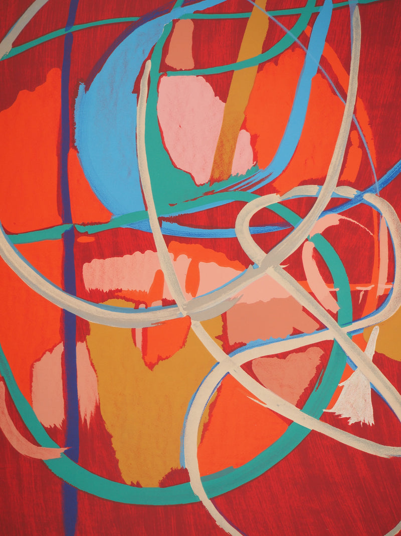 André LANSKOY : Composition rouge, Lithographie originale