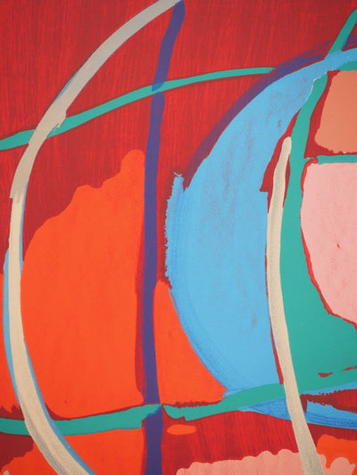 André LANSKOY : Composition rouge, Lithographie originale