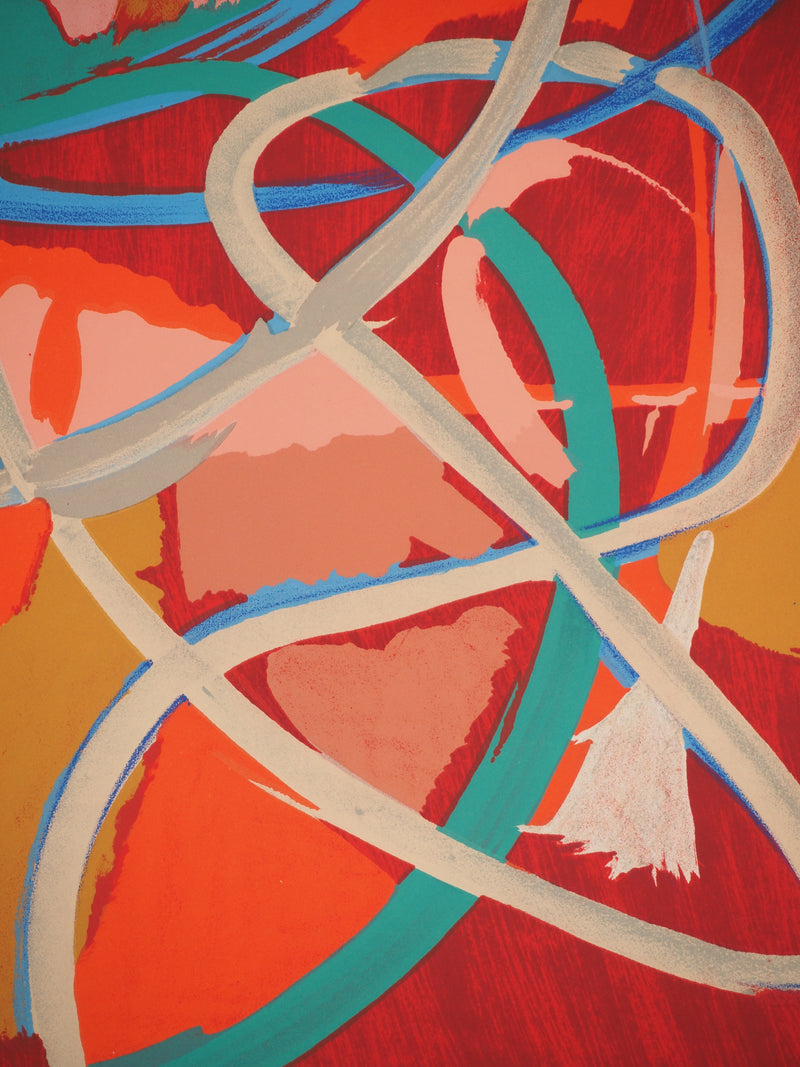 André LANSKOY : Composition rouge, Lithographie originale