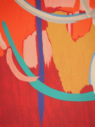 André LANSKOY : Composition rouge, Lithographie originale