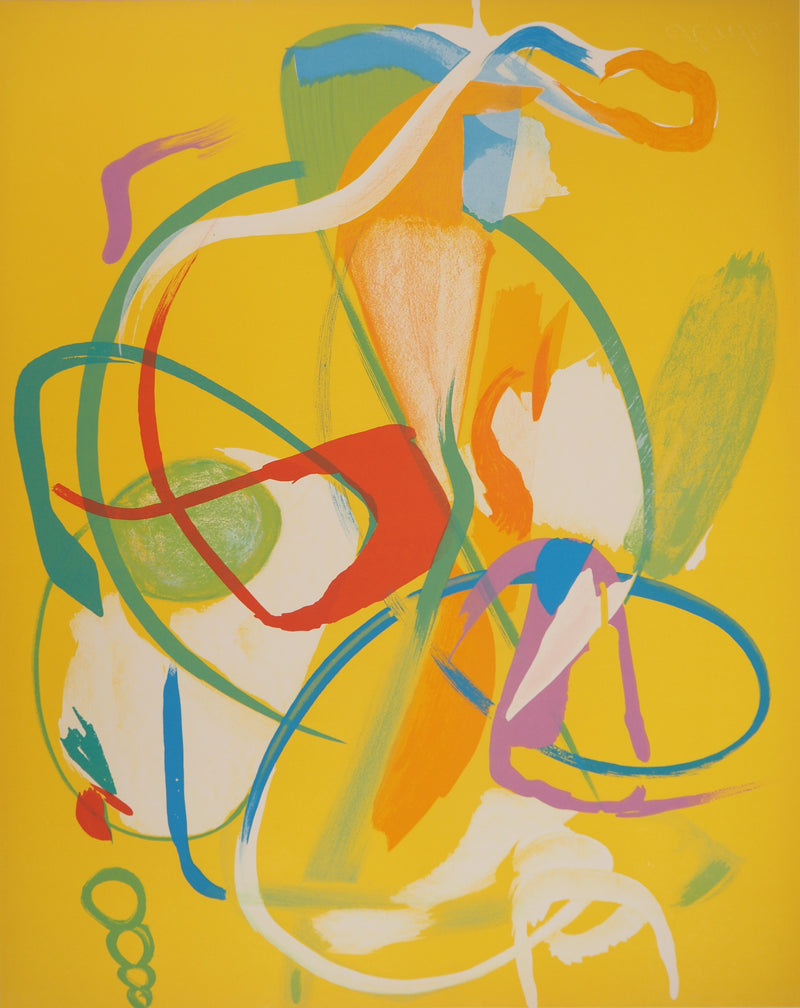 André LANSKOY : Composition jaune, Lithographie originale