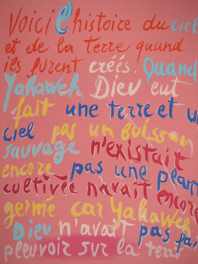 André LANSKOY : Voici l'histoire du ciel et de la Terre, Lithographie originale