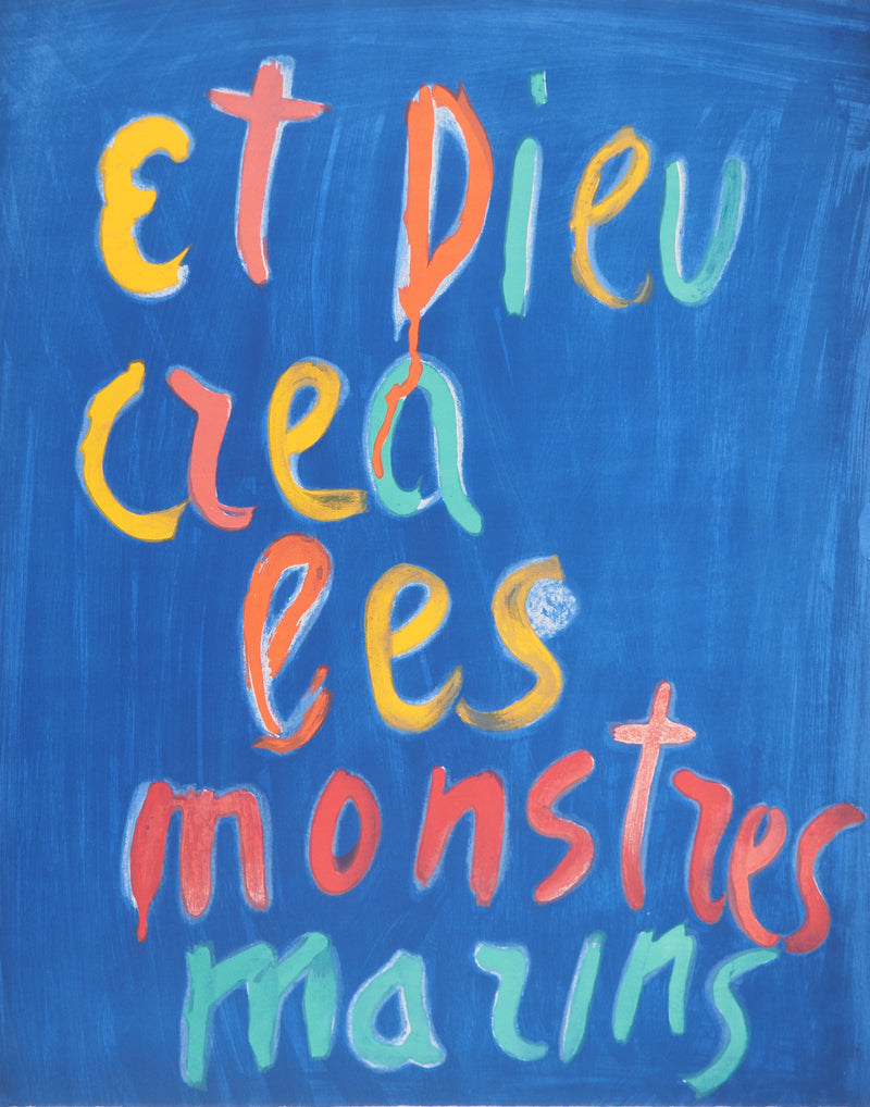 André LANSKOY : Et Dieu créa les monstres marins, Lithographie originale