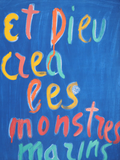 André LANSKOY : Et Dieu créa les monstres marins, Lithographie originale
