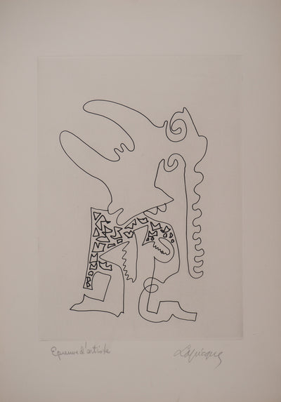 Charles LAPICQUE : Portraits XII, Cassandre, Gravure originale signée
