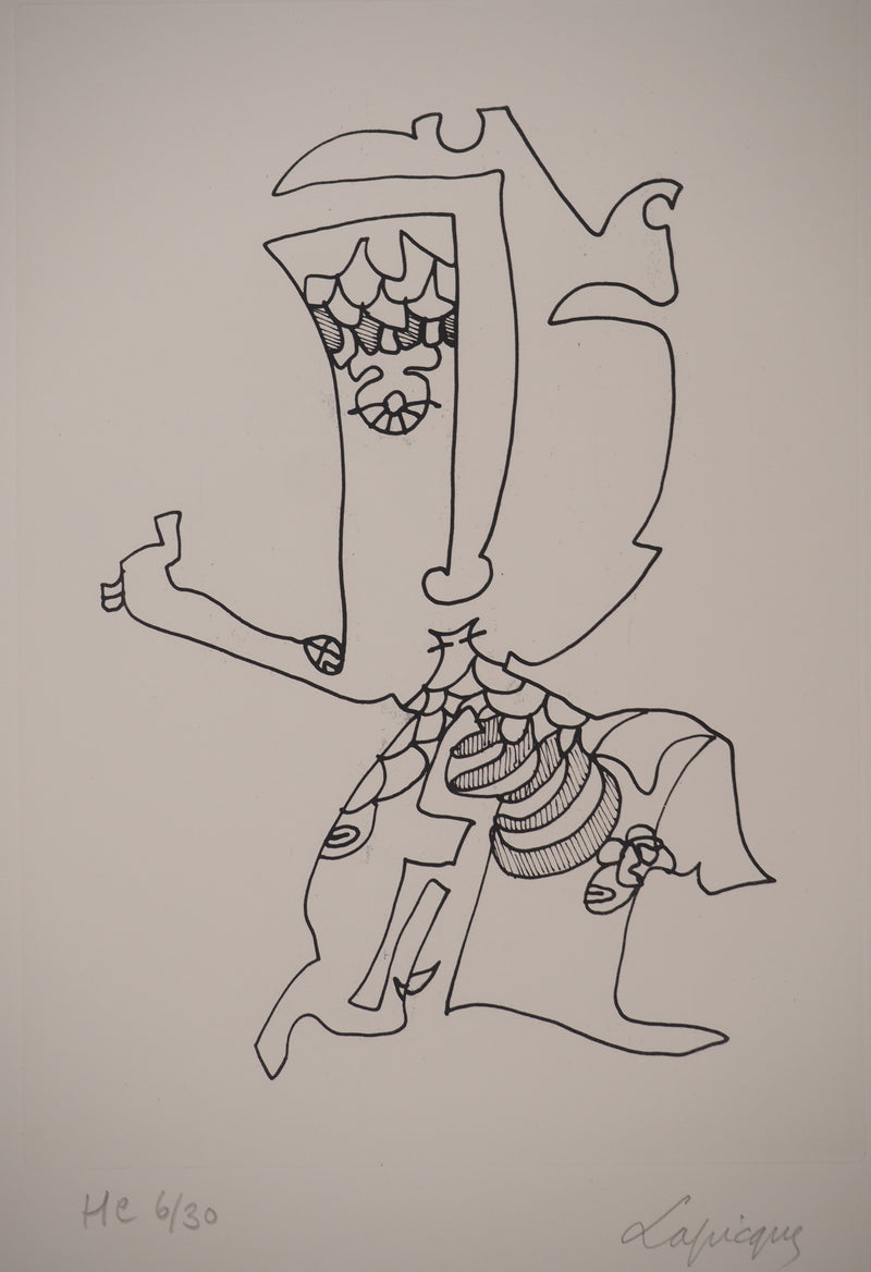 Charles LAPICQUE : Portraits XII, Zoroastre, Gravure originale signée