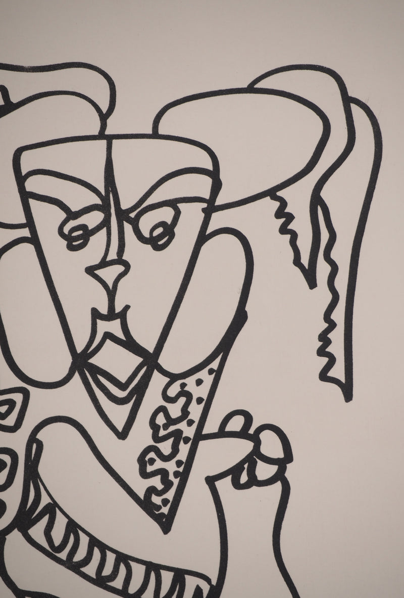 Charles LAPICQUE : Portrait du fou, Gravure originale signée