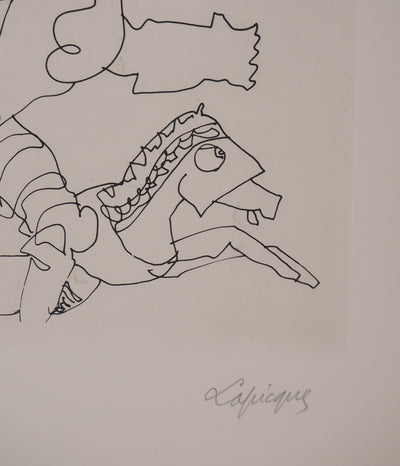 Charles LAPICQUE : Portraits XII, La chevauchée, Gravure originale signée