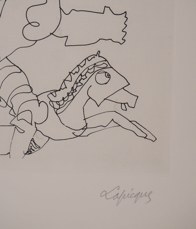 Charles LAPICQUE : Portraits XII, La chevauchée, Gravure originale signée