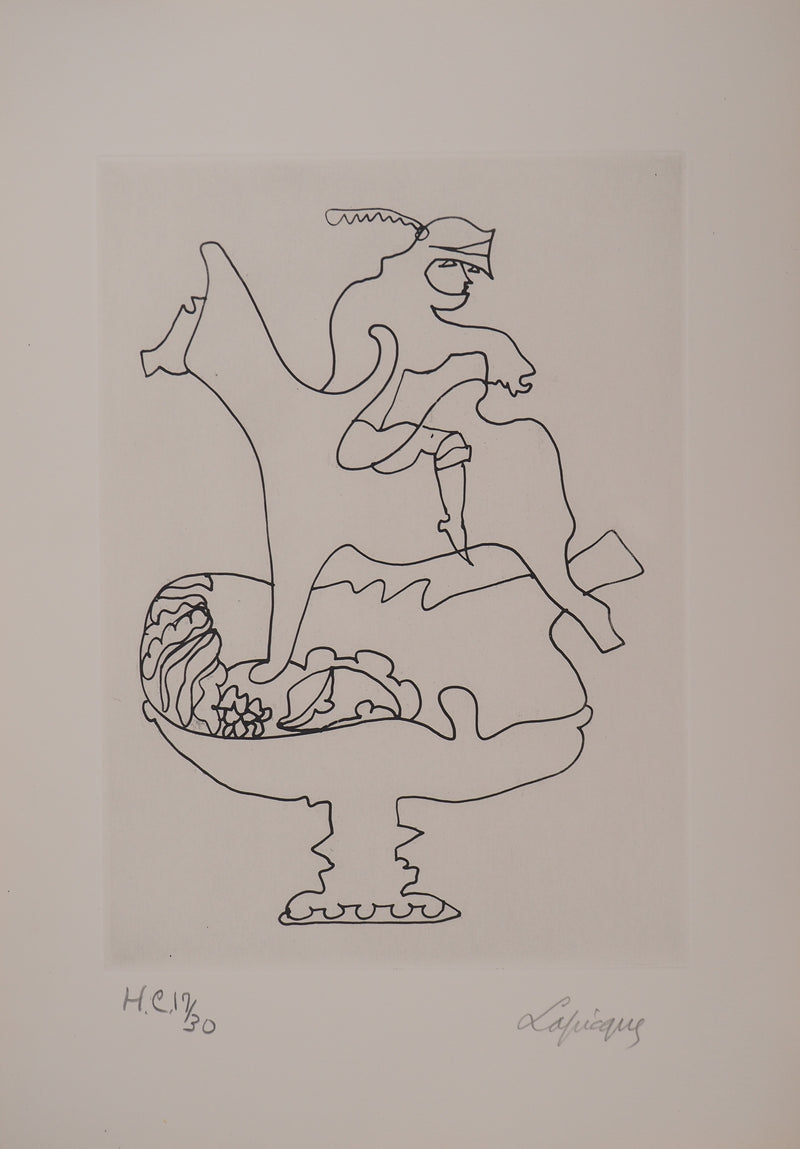 Charles LAPICQUE : Portraits XII, A rebours, Gravure originale signée