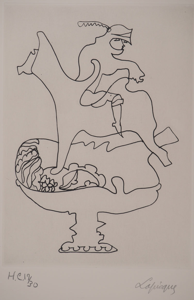 Charles LAPICQUE : Portraits XII, A rebours, Gravure originale signée