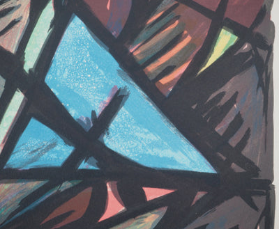 Jacques POLI : Le triangle bleu, Lithographie originale signée