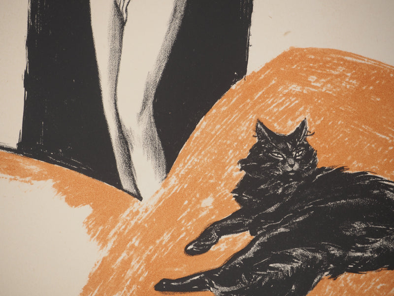 Jacques NAM : La femme au chat, Lithographie originale signée