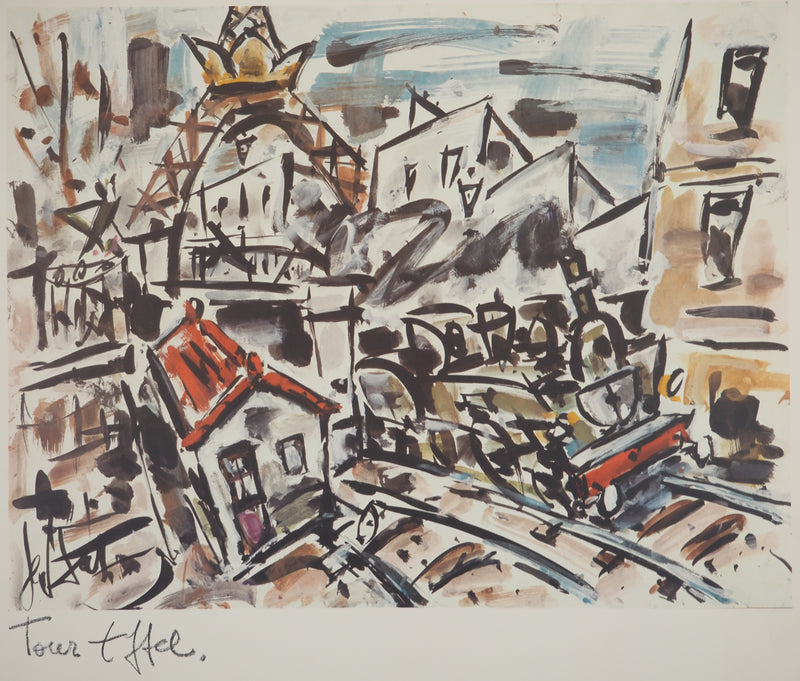 Gen PAUL : Tour Eiffel, Paris, Lithographie originale signée