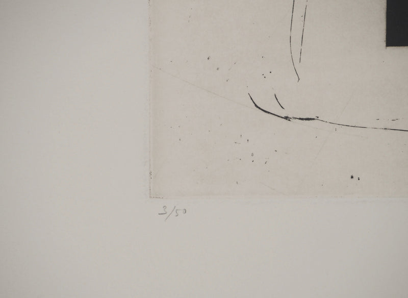 Francesc Pol : Rectangle noir, Gravure originale signée