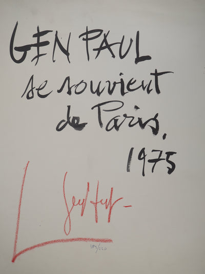 Gen PAUL : GP Se souvient de Paris, Lithographie originale signée