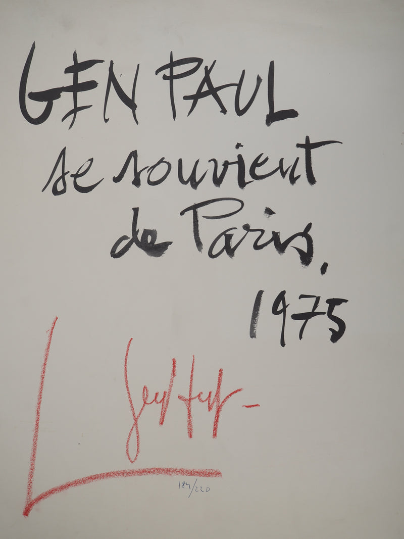 Gen PAUL : GP Se souvient de Paris, Lithographie originale signée