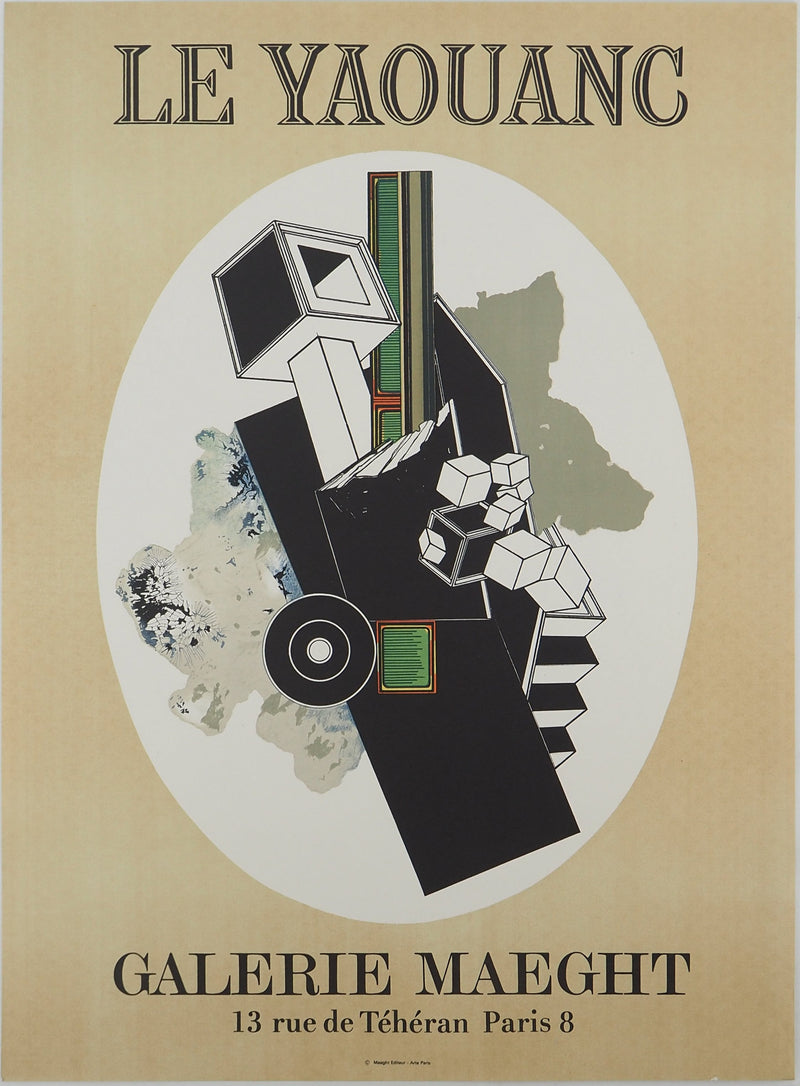 Alain LE YAOUANC : Composition abstraite, Affiche en lithographie originale