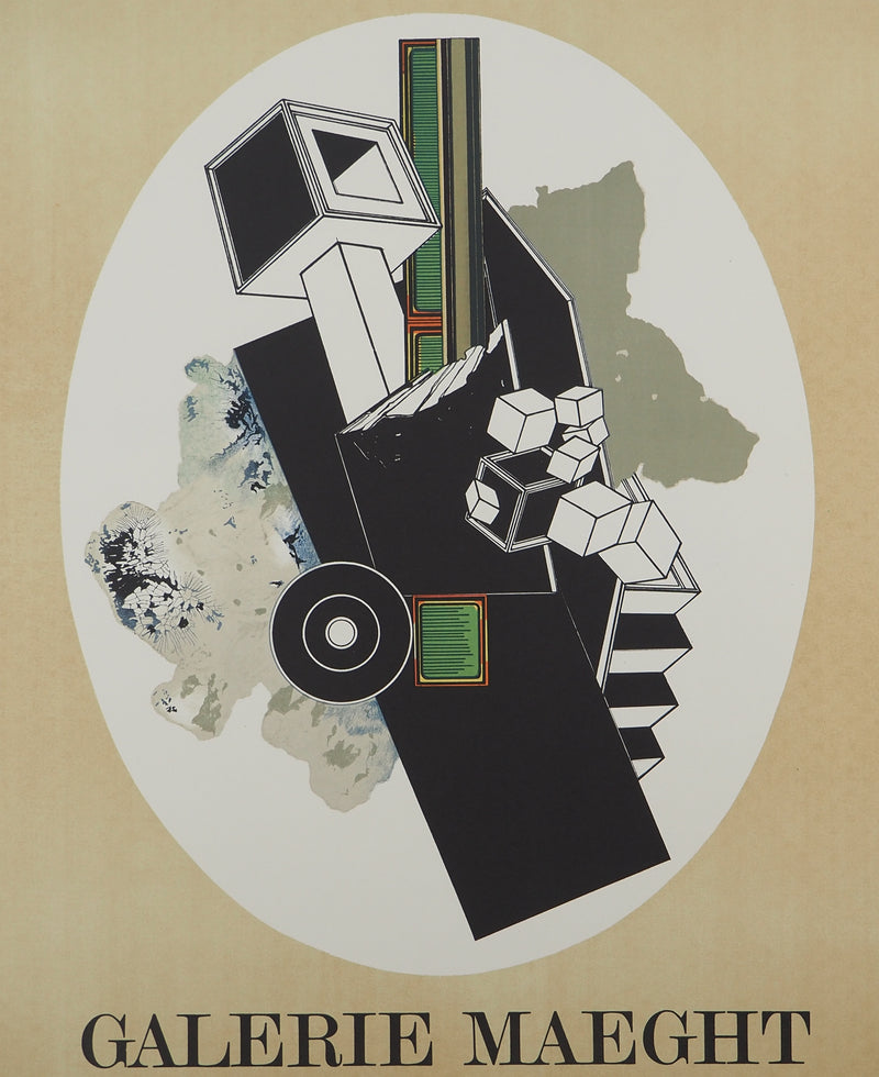 Alain LE YAOUANC : Composition abstraite, Affiche en lithographie originale