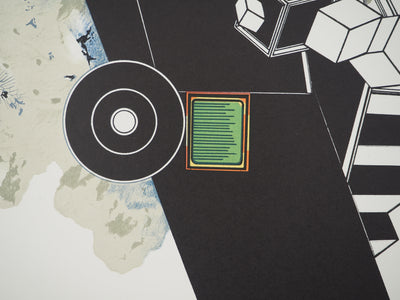 Alain LE YAOUANC : Composition abstraite, Affiche en lithographie originale