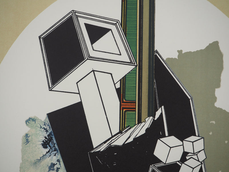 Alain LE YAOUANC : Composition abstraite, Affiche en lithographie originale